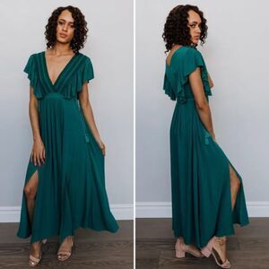 NWT Baltic Born Jennifer Deep V Maxi Dress, Jade, Size S